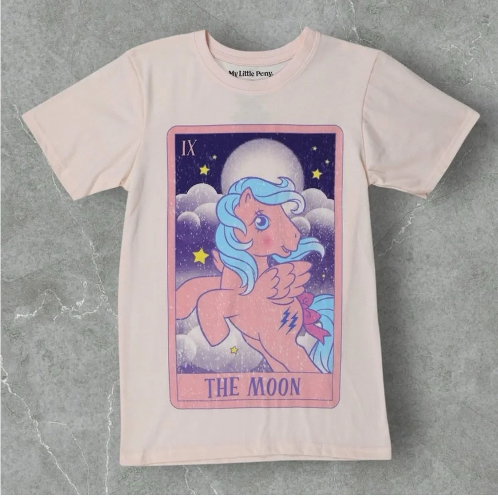 My Little Pony The Moon Tarot Card Graphic Tee Pink Short Sleeve Unisex Medium - Picture 6 of 9